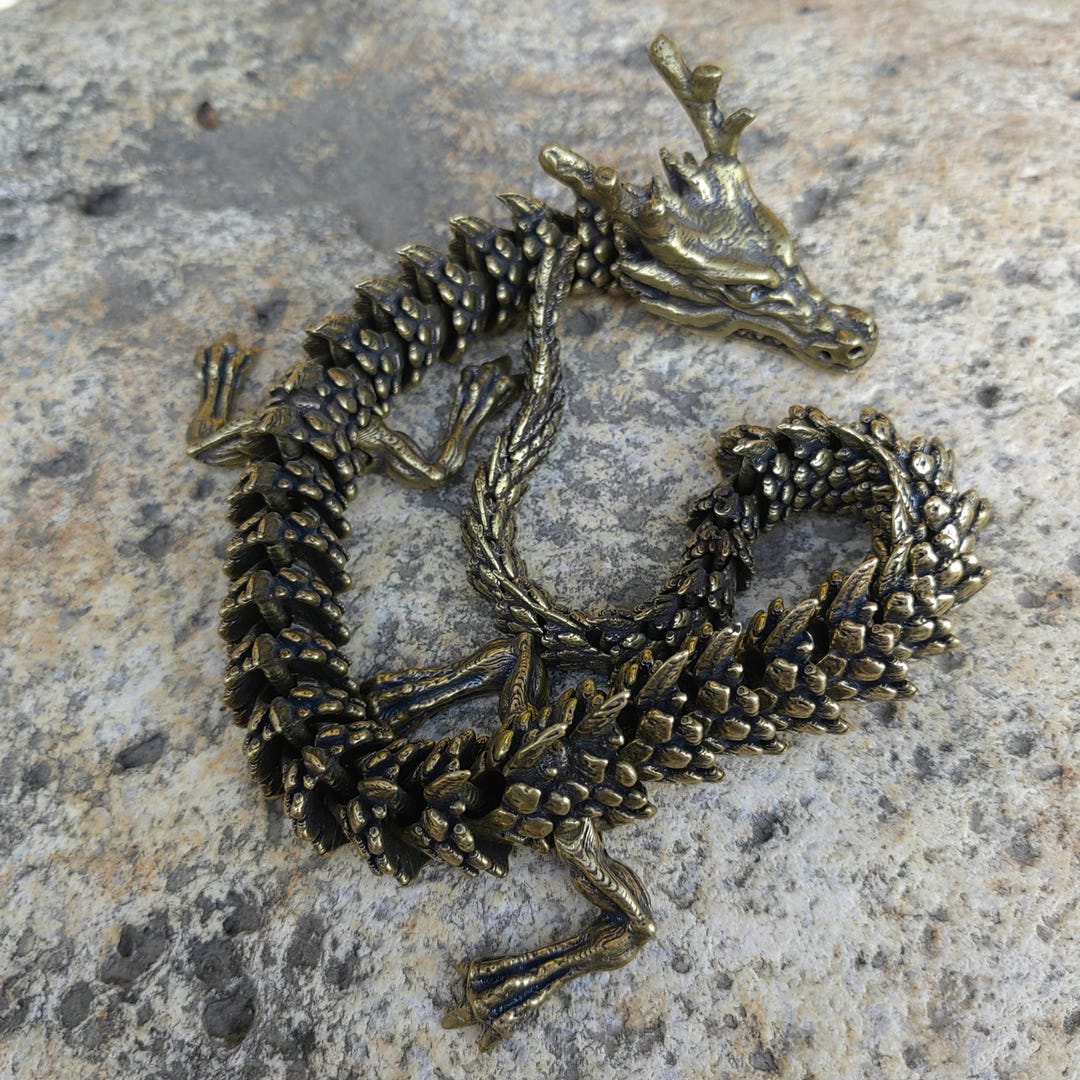 Bronze Chinese Dragon Skeleton Statue, Feng Shui Decor (40cm) - Etsy