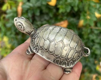 Vintage Copper Turtle Statue, Feng Shui Home Decor (8.5x4.8cm)