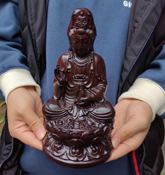 ヴィンテージの手彫り木製観音像、瞑想禅装飾 - Etsy 日本