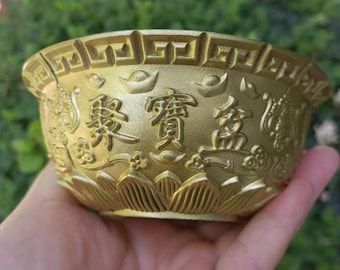 Brass Wealth Bowl, Lucky Money Figurine (12cm)