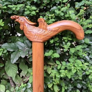 Vintage style  Wooden Walking Cane ,Vintage Phoenix Walking Stick Shaft with Ergonomic Palm Grip Hardwood Carved bird  the Phoenix gift p547