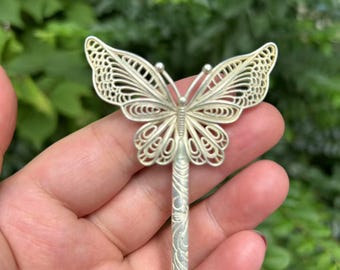 Butterfly Hair Stick, Hanfu Copper Hairpin, Vintage Style Amulet