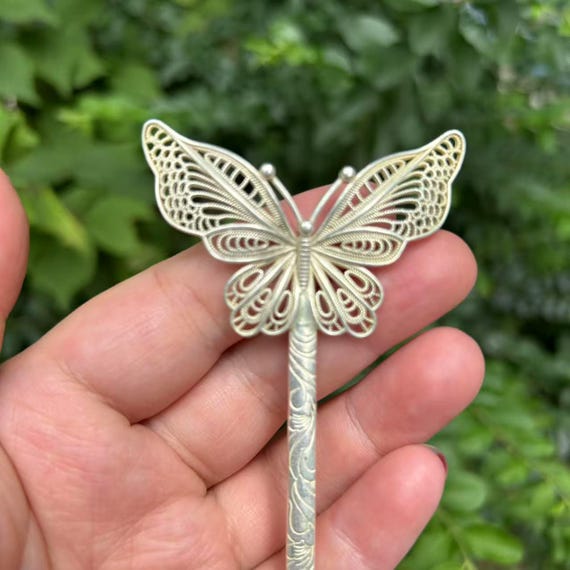Butterfly Hair Stick, Hanfu Copper Hairpin, Vintage Style  display picture 3