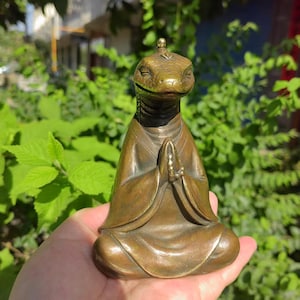 Vintage Copper Snake Tea Pet Antique Style Serpent Figurine Tea Table Decor