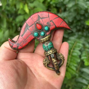 Messing Vajra Phurba-amulet, Tibetaans boeddhisme feng Shui-decor (9 cm)