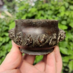 Copper Incense Cone Holder, Brass incense burner, lion pattern Burner sandalwood tranquilizing censer tea ceremony Zen ornaments gift PDD331