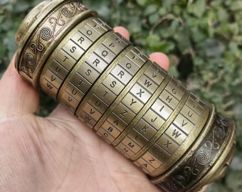 Unique Vinatge Style Alloy Cryptex Code Lock, Puzzle Boxes with Hidden Letter pin lock ring Romantic Special Birthday Gifts for Men pdC5843