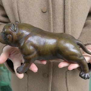 Ornamenti di statuette di cani in rame Vtg, figure di animali realistiche, statuette di American Bully Pitbull, Bull Terrier, cane, cappuccio curativo per animali domestici, cane da caccia