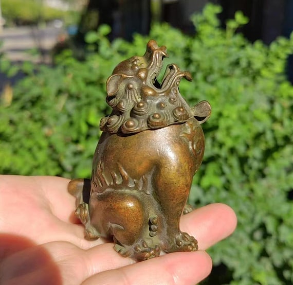 銅製のフー・ドッグ香炉、風水寺院の香炉 - Etsy 日本