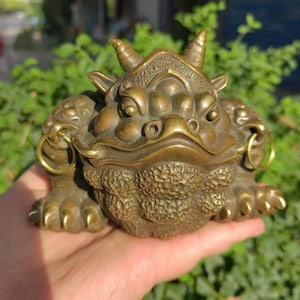Vintage finds Three Legged Golden Toad Family Car Coffee Table Office Decor Gift Wealth Golden Frog Toad Coin Fortune,Feng Shui Toad PDD601