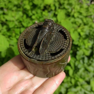 Copper Incense Cone Holder, Brass incense burner,cicada pattern Burner sandalwood tranquilizing censer tea ceremony Zen ornaments gift PD285