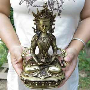 Copper Buddha statue outdoor,Altar Bookshelf Desktop Brings Good Luck and Health Meditation Decor,Buddha wall art yoga art buddha decor p578
