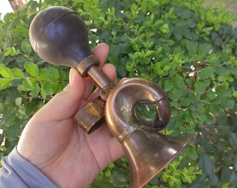 Bocina de bicicleta de latón estilo antiguo, decoración vintage envejecida (17 cm)