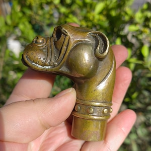 Solid Copper dog head Cane Ornament Antique Brass Face Handle Vintage Style Walking Stick Victorian Cane Umbrella Topper Cast Metal PDD195