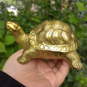 Home Decor Vintage Copper Turtle Statue,Bronze Collectibles Figures for Home Retro Decor,Longevity Tortoise FengShui Ornament Symbol PDD327
