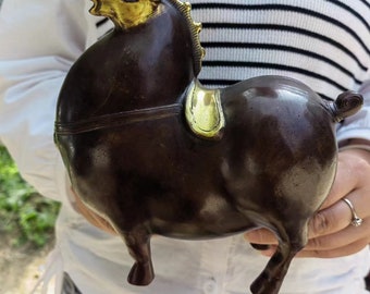 馬の像 - アンティーク中国風の立ち姿のブロンズ馬 - 高さ 39 cm/16