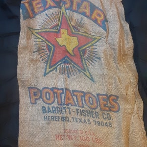 Rare Vintage Burlap Sack- Tex-Star