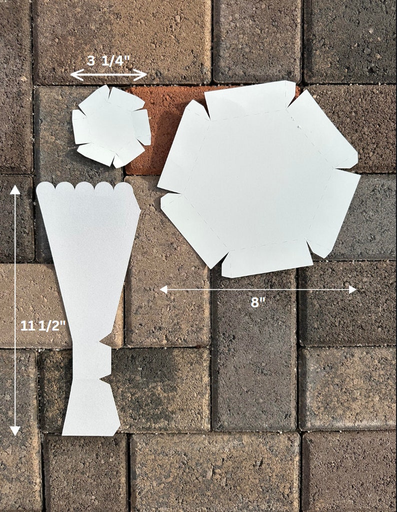 White Glitter Cardstock Vase FULL SET Etsy