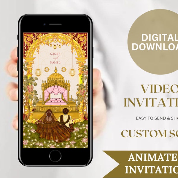 Invitación de boda en vídeo indio, invitación de boda en vídeo sikh, invitación de boda digital punjabi, invitación en vídeo de boda, boda hindú