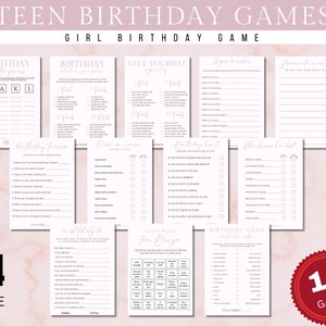 10 代の誕生日ゲーム、お泊まり会パーティーゲーム、どれだけ知っているか、13 歳の誕生日ゲーム、スイート 16 歳のゲーム バンドル、プレティーンの誕生日、トゥイーン、A4