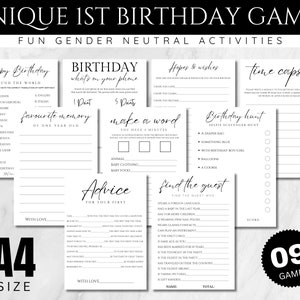 Juegos únicos para el primer cumpleaños, paquete de juegos para la fiesta del primer cumpleaños, juegos para fiestas de un año, actividades para la fiesta del primer cumpleaños, búsqueda de cumpleaños