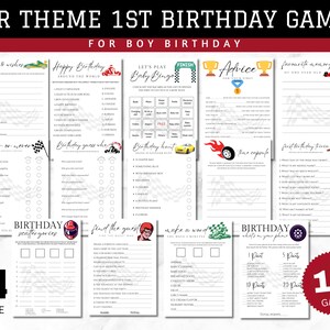 Thème de la voiture Jeux de premier anniversaire, jeux de fête pour 1er anniversaire, jeux de fête pour un an, activité de fête pour 1er anniversaire, course automobile, karting