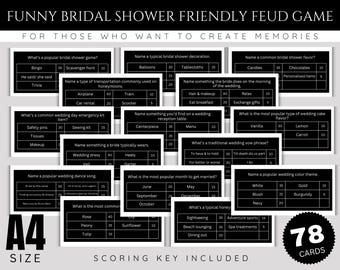 Bridal Shower Family Feud Game, 70+ Questions (Digital Files)