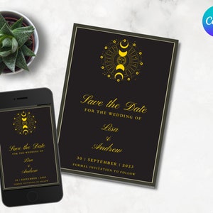 Vintage himmlische Hochzeit Save The Date Karte (Digitale Datei)