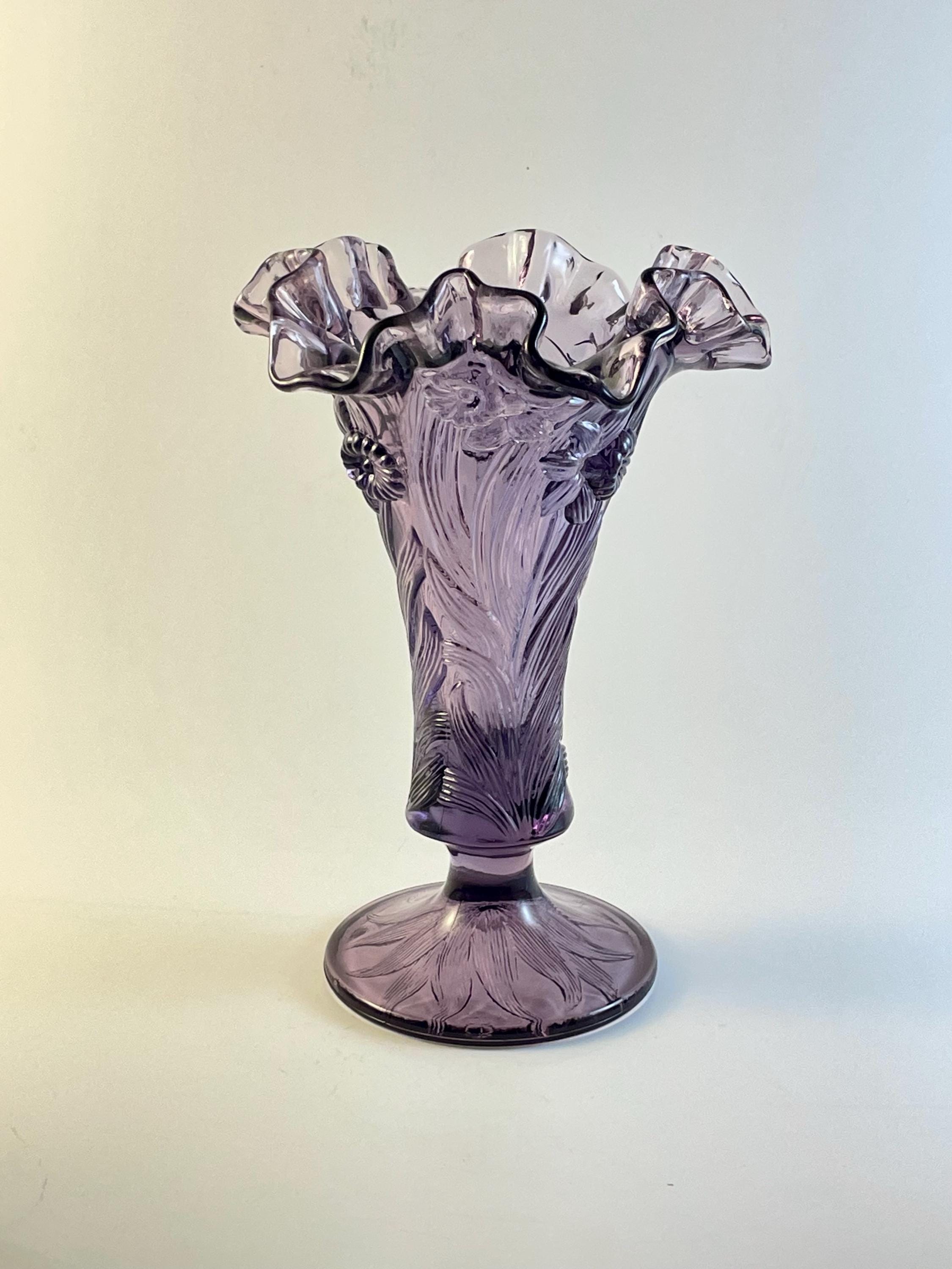 Fenton Purple Violet 7653 Daffodil Vase 7-1/2