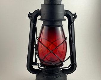 Jupiter-2 Kerosene Lamp, Repainted Black Lamp with Red Insert, Made in Poland