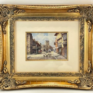 Framed Antique Book Plate/Print High Street Stratford-on-Avon, E W Haslehust (1866-1949), Published in 1910