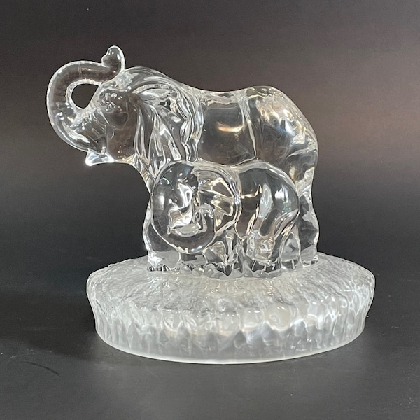 Cristal D'Arques Elephant Mother and Calf, Lead Crystal Figurine, Made in France