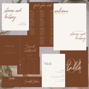 Wedding Invite Bundle / Bundle INSTANT DOWNLOAD template download, DIY wedding templates, Elegant Beige Brown Calligraphy wedding