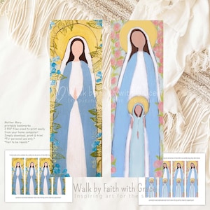 Afdrukbare katholieke bladwijzers – Maagd Maria met inspirerende citaten en gebeden – Digitale download voor gebed en retraites – cadeau voor moeder