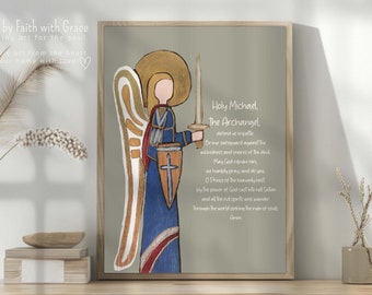 Saint Michael the Archangel Wall Art Catholic Illustration - Etsy