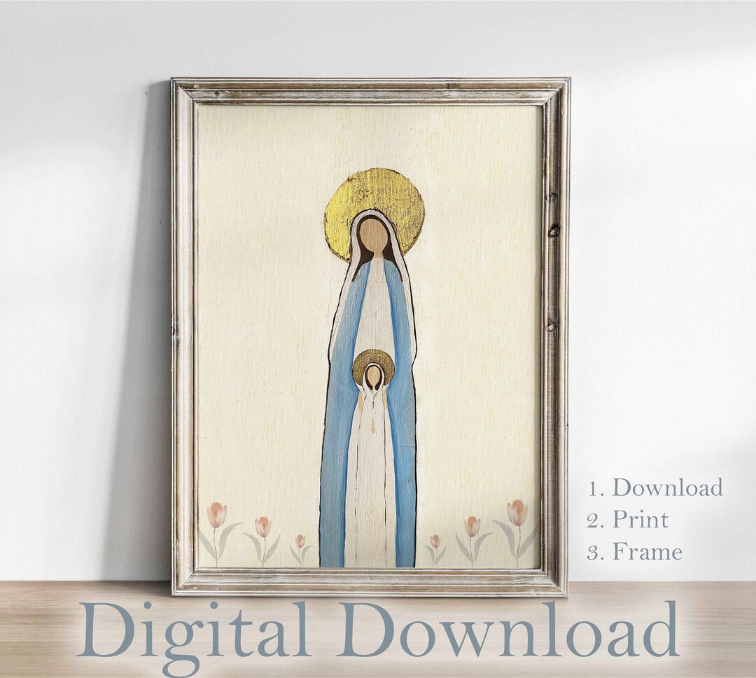 Mother Mary PRINTABLE Digital Download Catholic Print - Etsy