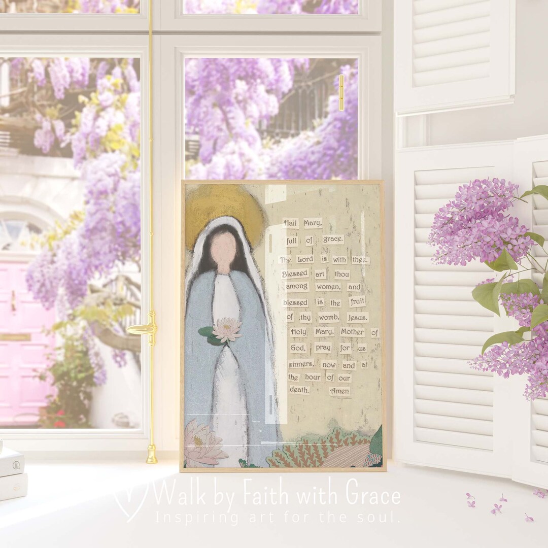 Mother Mary Hail Mary Prayer Printable - Catholic Art Digital Download ...