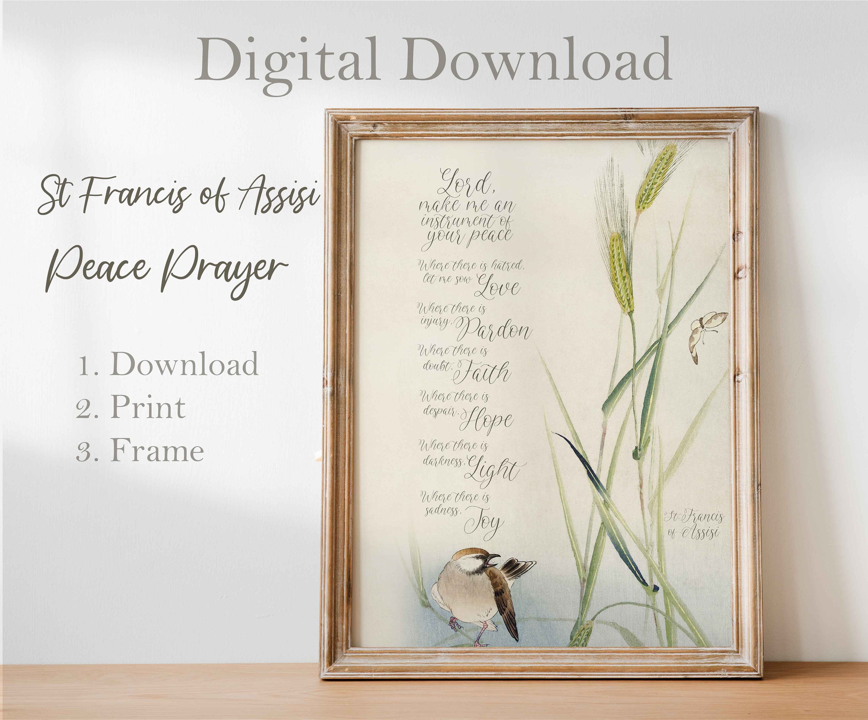 St Francis of Assisi Saint Francis Peace Prayer Printable Prayer ...