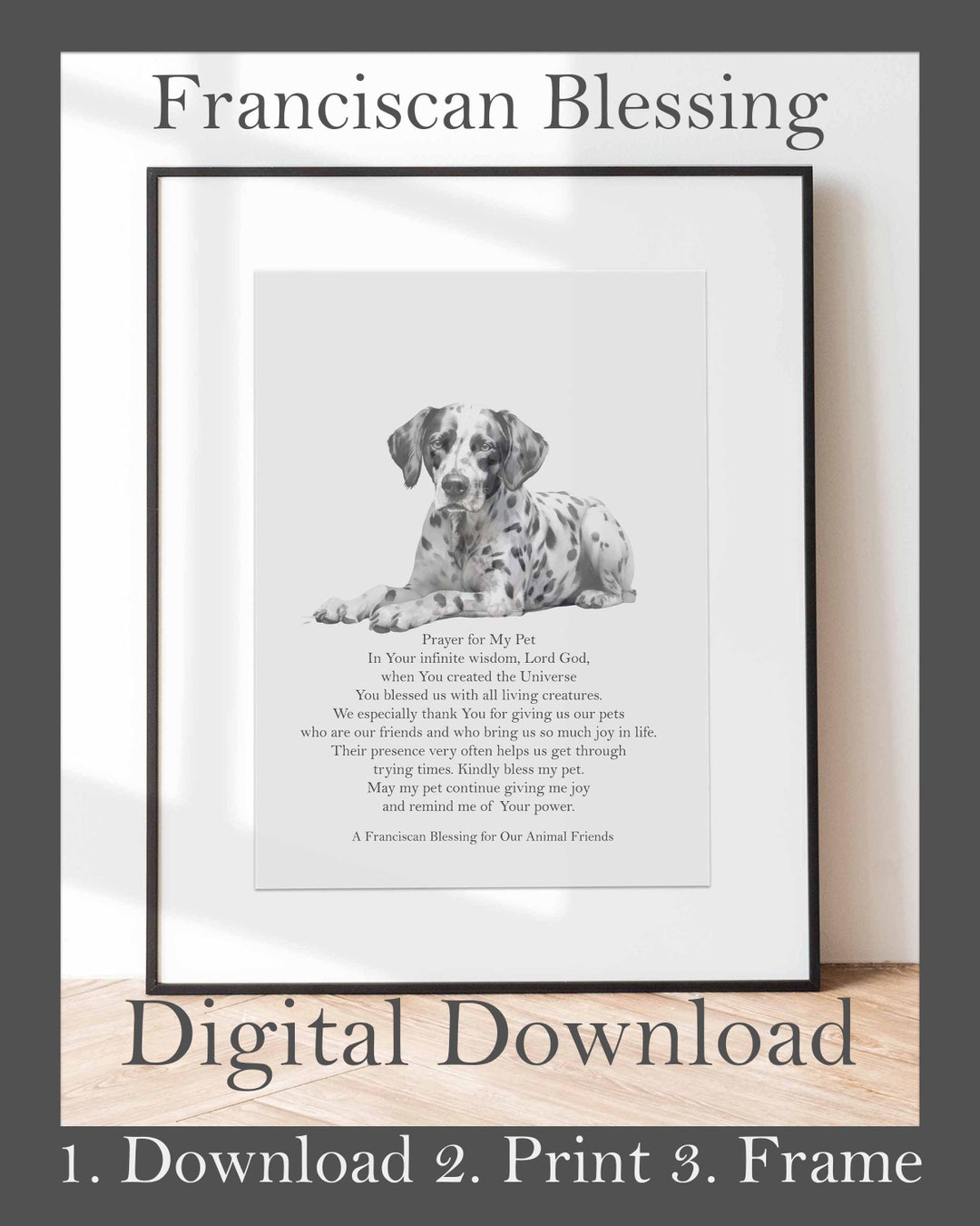 Franciscan Blessing for Pets Digital Download Catholic Prayer Print ...