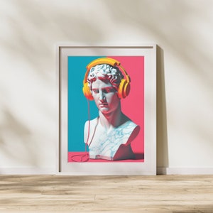 Michelangelo&#39;s David headphone stand, headphone head holder, art headset stand