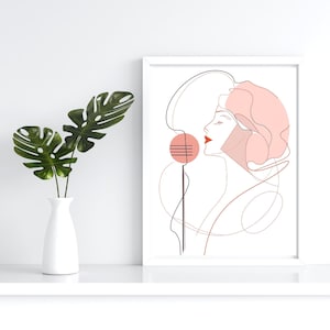 Frau Sängerin Boho Linie Kunst, Canto Qall Kunst, Mädchen Musiker, Boho minimalistische Frau Sänger Linie Kunst