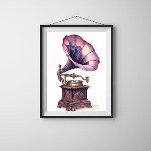 Vintage gramophone, nostalgic gramophone, record player antique style, vintage instrument, love music