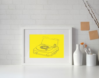 Vinyl record print, record player art, vintage wall art, vintage music wall art, retro wall decor, printable wall art