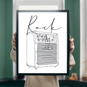 Guitar Ampline art poster, minimalistic guitar line art, line art wall art, music wall art, musician line art, line art wall decor
