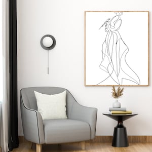 Frau Sänger Linie Kunst, Canto Wandkunst, Mädchen Musiker, minimalistische Frau Sänger Linie Kunst