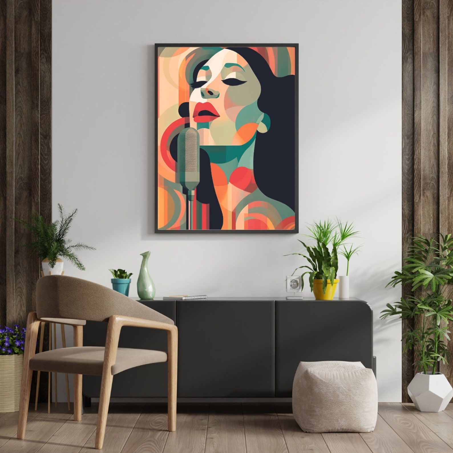 Abstract Woman Singer, Canto Wall Art, Girl Musician, Minimalist Woman ...