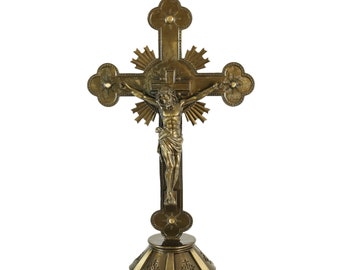 Decor Crucifix Statue Bronze Solid Jesus Christ On The Cross Catholic Sculpture