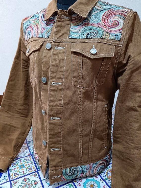【使い勝手の良い】 Vintage Men's Denim Fantasy Gobelin Abstract With Jacket ジャケット・アウター