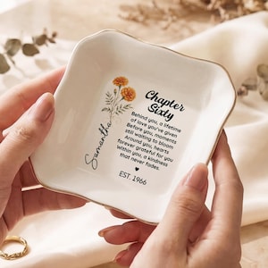 Personalized 60th Birthday Ring Dish | Chapter Sixty Jewelry Dish | Milestone Birthday Gift for Women | Ring Holder Keepsake(FJ-118)