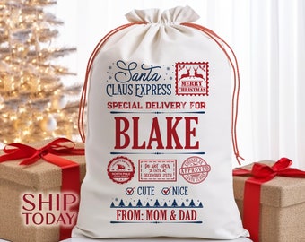 Santa Claus Express Bag, Customized Christmas Present, Kids Christmas Present, Christmas Bag From Parents,